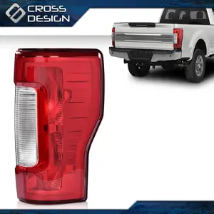 CROSSDESIGN Red Tail Light Passenger Right Side Fit For 2017-2019 Ford F250/F350 Super Duty