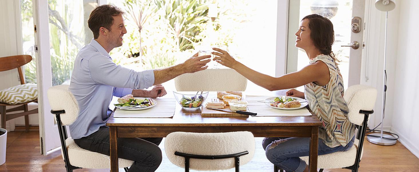 Dining Chair Set of 2 Boucle Upholstered Kitchen Chairs with Curved Backrest & Metal Legs - Mid Century Modern Round Dining Room Chairs for Vanity or Living Room Tufted Velvet Dining Chair Set of 2 Boucle Upholstered Kitchen Chairs with Curved Backrest & Metal Legs - Mid Century Modern Round Dining Room Chairs for Vanity or Living Room Tufted Velvet