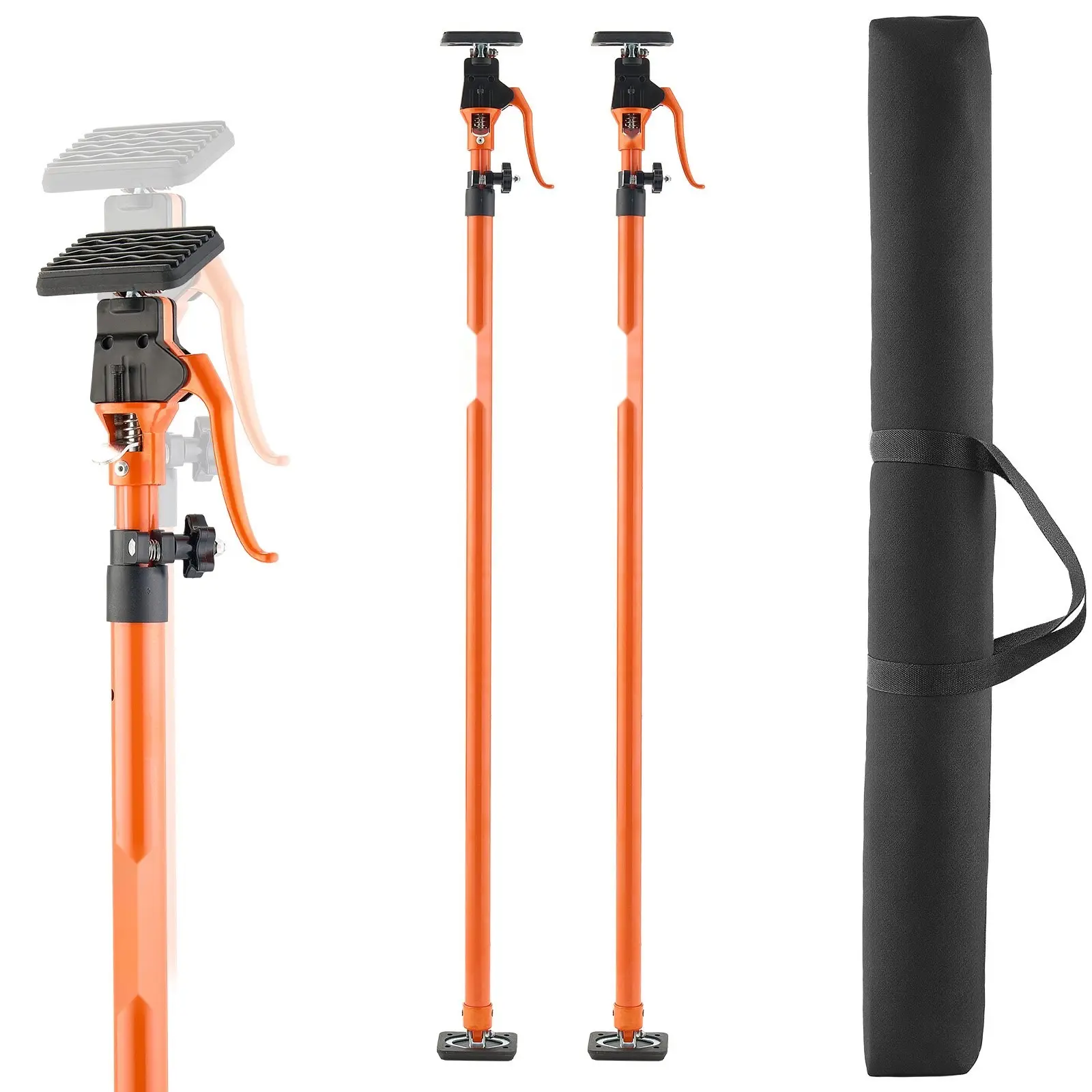 Cabinet Jack Support Pole, 2-Pack, 49.2-114.6 Inch Steel Telescopic Quick Support Rod, Adjustable 3rd Hand System Up To 198 Lbs Capacity For Installing Cabinets, Lifting Drywall, Cargo Bars