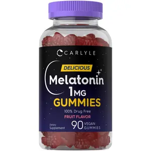 Carlyle Melatonin 1mg Gummies | 90 Count | Fruit Flavor Gummy Supplement | Vegan, Non-GMO, Gluten Free