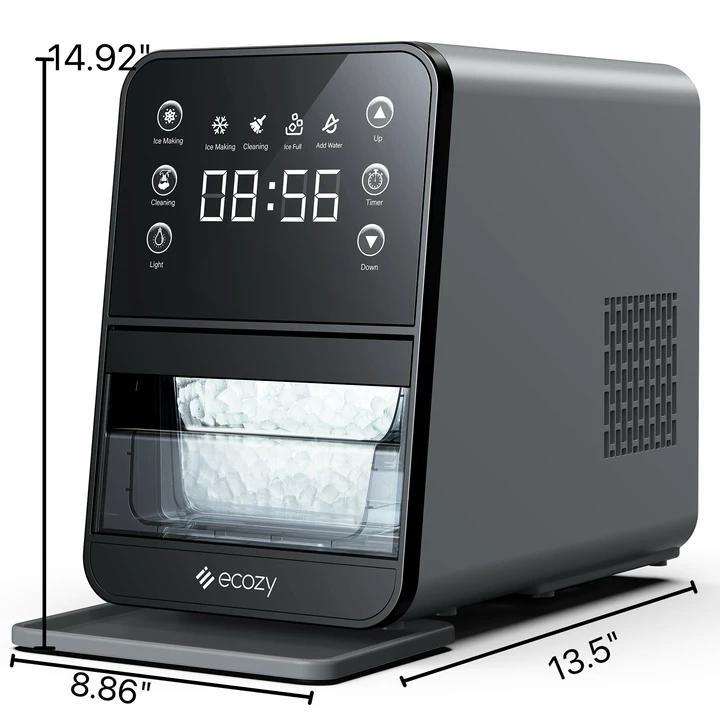[Upgraded Version] ecozy Nugget Ice Maker Dispenser, 40lbs/24H, 10Mins Quick Ice Makeup, 40lbs Sonic Storage, Self-Dispensing Pellet Ice, Touchless Self-Cleaning Ice Dispenser for Kitchen Office Bar Party