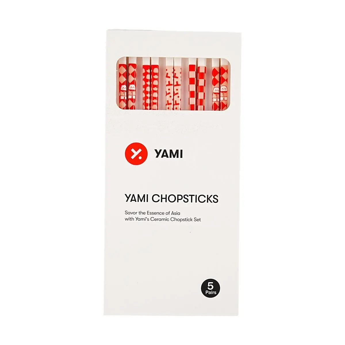 Yami Ceramic Chopsticks Set - 5 Pairs Family Pack, Anti-Mold, Moisture-Proof, Durable & Easy Clean, 25cm Long - Anniversary Limited Edition