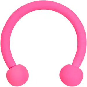 16G 3/8 Hot Pink Matte Horseshoe Circular Barbell