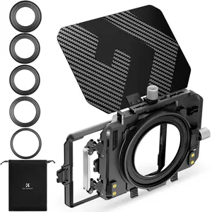 [K&F CONCEPT]Matte Box, DSLR Camera Matte Box with Carbon Fiber Top Flag, with 67/72/77/82/95mm Adapter Rings for 4x5.65 ND UV Filter/Circular Filter