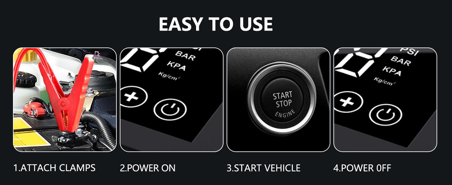 【Hieha】2026 Winter Savior – 4000A Car Jump Starter & Jump Starter with 150PSI Tire Inflator, 15000mAh Power Bank & LED Light, Reliable in -20°F, Compatible with Most Cars, Trucks (ALL Gas/8.0L Diesel), Automotive Convenience for Winter Driving