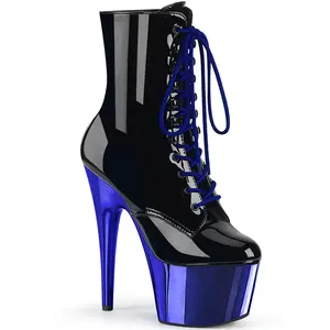 Pleaser Women's Adore-1020 Lace-Up Platform Ankle Boots with 7" Stiletto Heel and Side Zip for Dancers, Boot