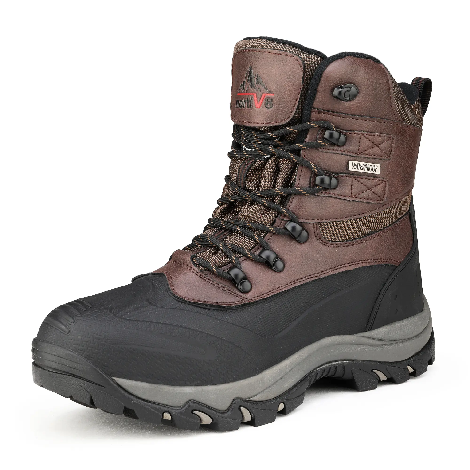 NORTIV 8 Men's Waterproof Padded Insulated Winter Snow Ankle Boots - 3M Thinsulate Insulation, Rubber Sole, Closed Laces, Metal Eyelets, Removable Insole, Cuban, Footwear for Winter Work & Outdoor Adventures, Rugged Style