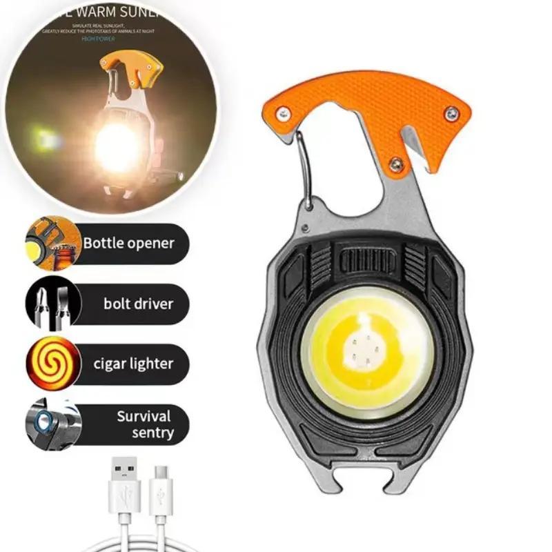 LED Small Flashlight Multitool Keychain, Rechargeable COB LED Work Light Rechargeable, Multi Tool Flashlight with Lighter, Magnet, Bottle Opener & Whistle, Survival Gadgets for Camping, Hiking & Emergency Use LED Small Flashlight Multitool Keychain, Rechargeable COB LED Work Light Rechargeable, Multi Tool Flashlight with Lighter, Magnet, Bottle Opener & Whistle, Survival Gadgets for Camping, Hiking & Emergency Use