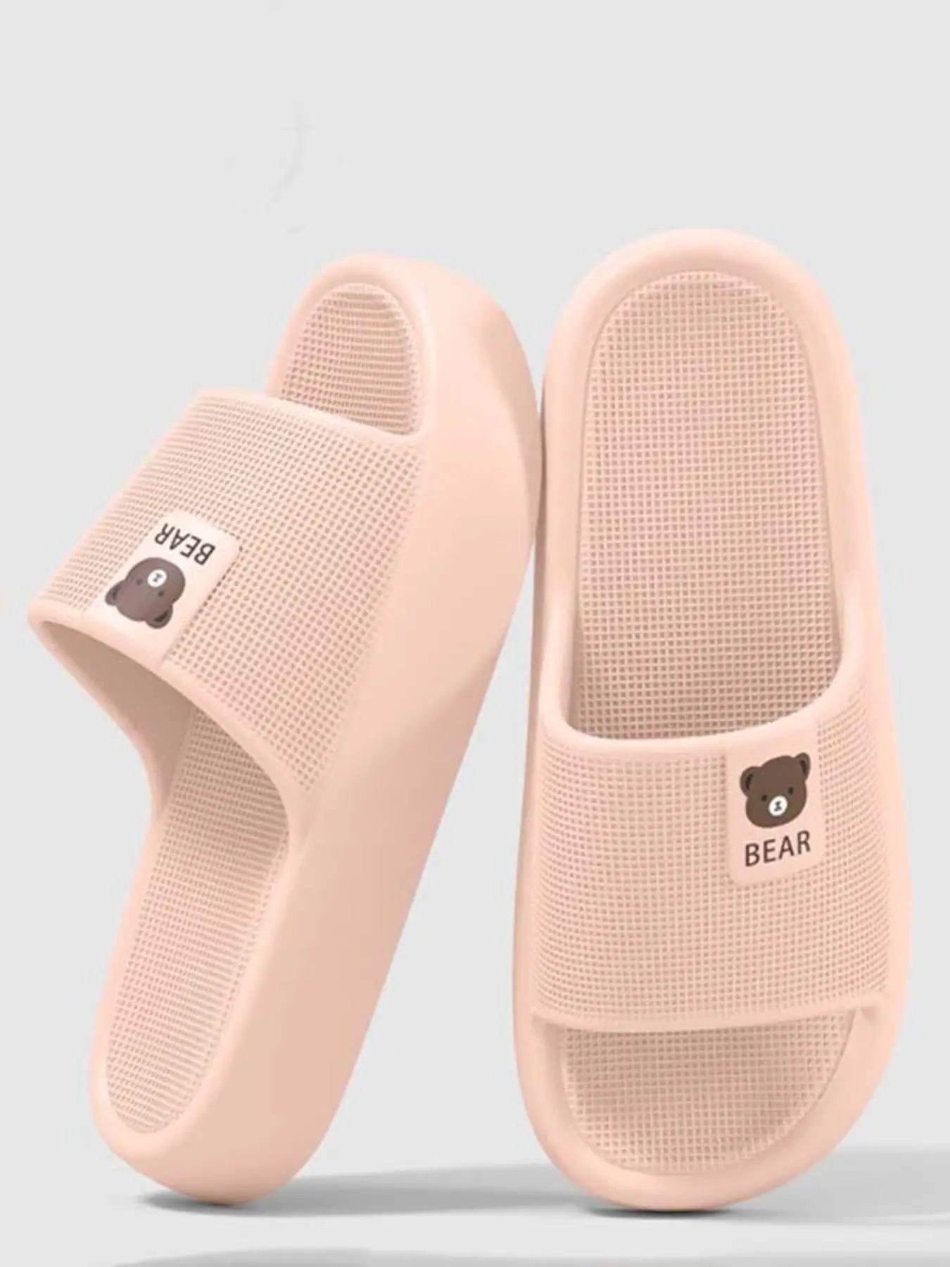 Women's & Men's Summer Casual Home Slippers, Thick Sole, Comfortable, Couple Style, Lightweight and Durable, Toe-Exposed, EVA Material, Non-Slip Slippers, Textured Slide, Mellow Slides