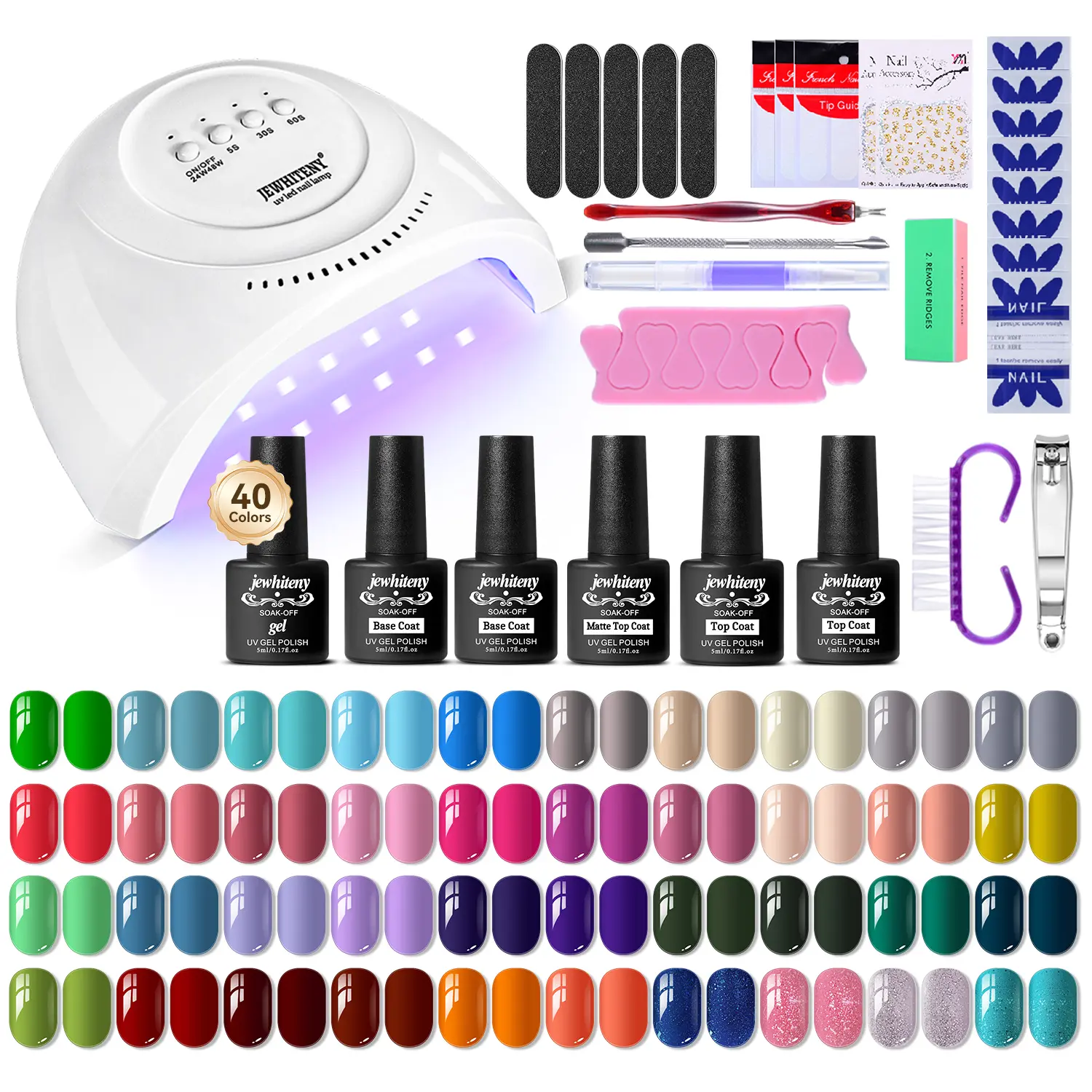 JEWHITENY Gel Nail Polish Kit with 120W U V LED Nail Lamp Starter Kit, 33 Pcs Gel Polish Set Soak off Glossy & Matte Top Coat Base Coat Manicure Nail Tools DIY Home Halloween Nails Gifts for Women#cozyvibes #effortlessbeauty