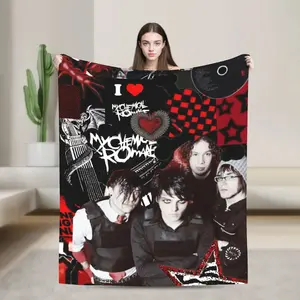 My Chemical Romance Blankets Music Soft Aesthetic Plush Bedding Throws For Couch Sofa Bed Decorative Flannel Bedspread Bed Cover