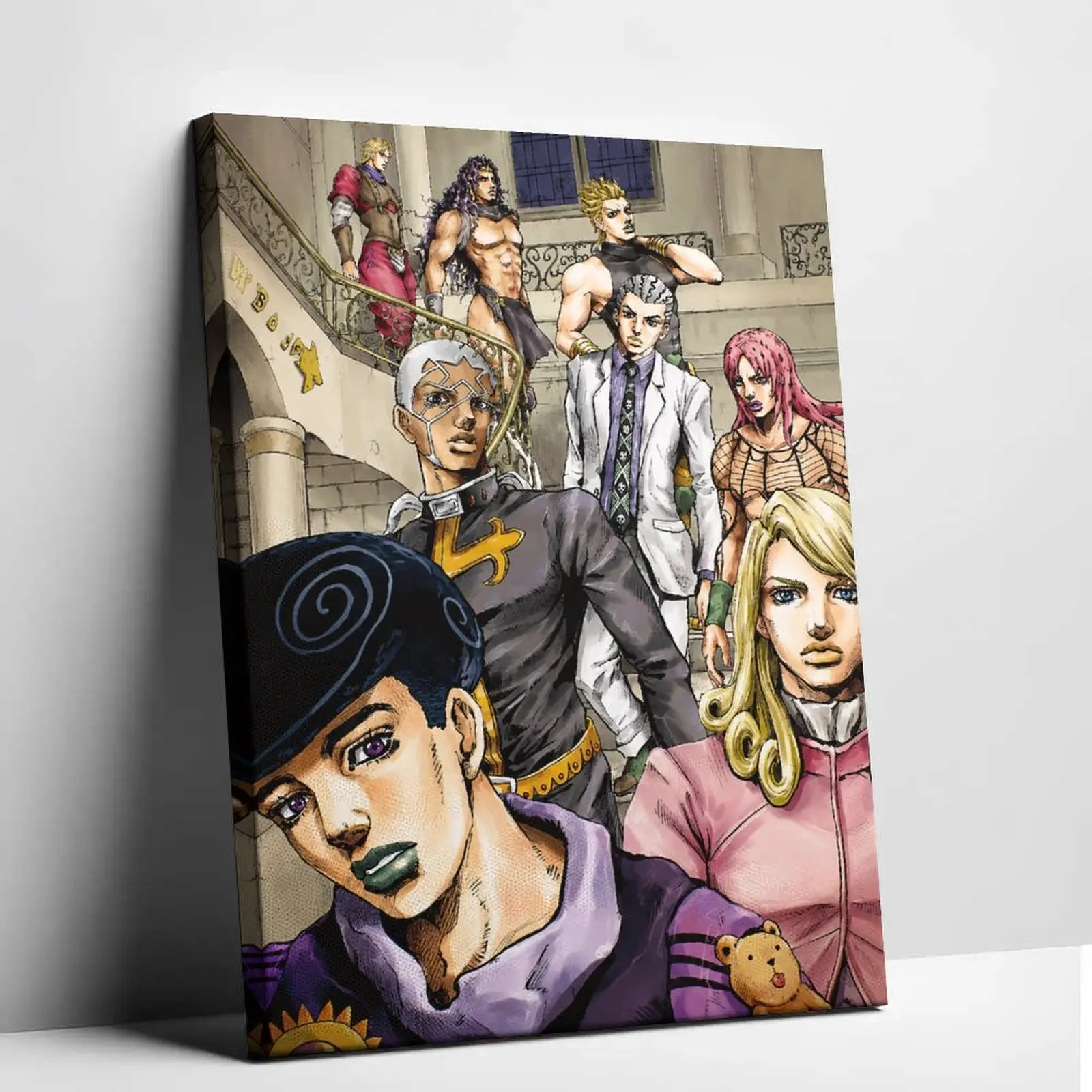 JoJo's Bizarre Adventure Jolyne Cujoh Portrait Retro Colorful Printed Canvas Poster, Shonen Manga Series Graphic Art, Vintage Home Office Wall Decor for Fans, Interior Decor
