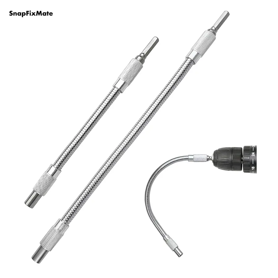 GJANSH 2-Pack Flexible Drill Bit Extension 7.9" & 11.8" Bendable Screwdriver Bit for Tight Corners 1/4" Magnetic Hex Shaft for Automotive Repair & Furniture Assembly Durable Professional Tool