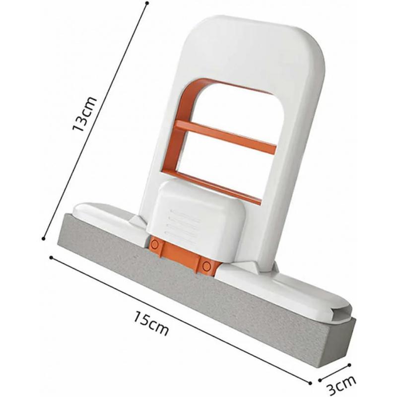 [Two pack]Mini Mop 2025 New Upgrade Portable Self-Squeezing Mop for Small Spaces Wet & Dry Use Orange with Sponge for Bathroom Kitchens & Desktop Glass Can Stand or Hang Lightweight and Compact