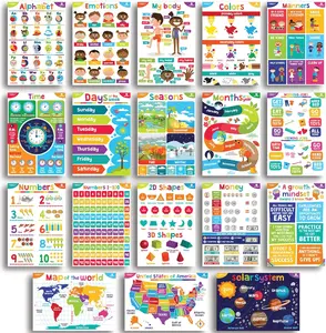 Sproutbrite 18-Pack Complete Educational Poster Bundle for Toddlers - (12"x16") Colorful Charts for Preschool, Kindergarten & Homeschool Motivation - Inspired Learning Charts That Transform Walls Into Daily Teaching Tools