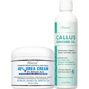 Set of Professional Callus Remover for Feet, and Urea Cream 40% Plus Salicylic Acid 2%, Heel Foot Callus Remover Gel Exfoliator Dead Skin Cuticle Removal Toenail Softener Keratolytic Pedicure