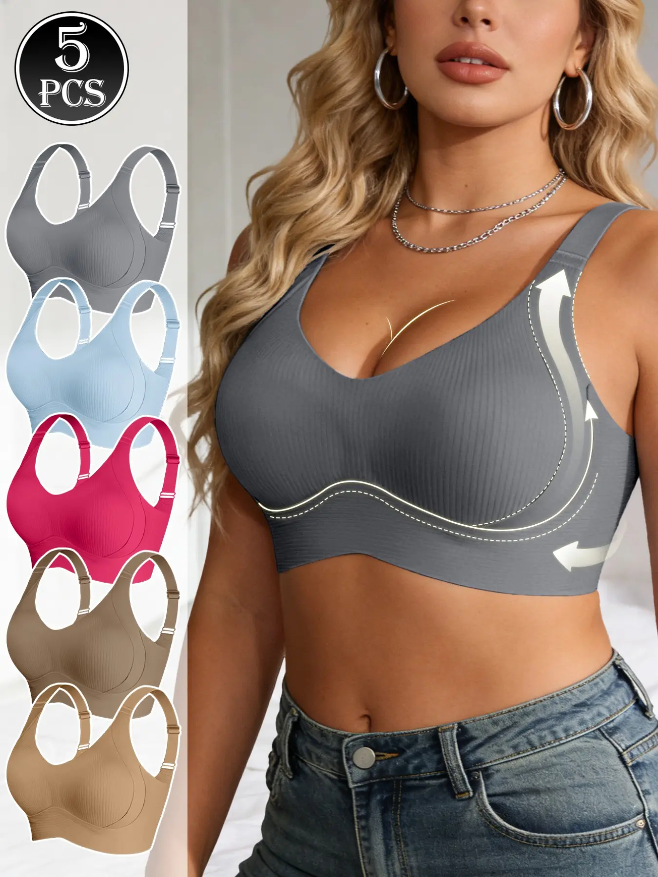 Multi-Pack Invisible Push-Up Workout Sports Bras, Daily Wear, Home & Commute, Comfortable Fit, Ideal for All-Day Use, Perfect for Active Lifestyles