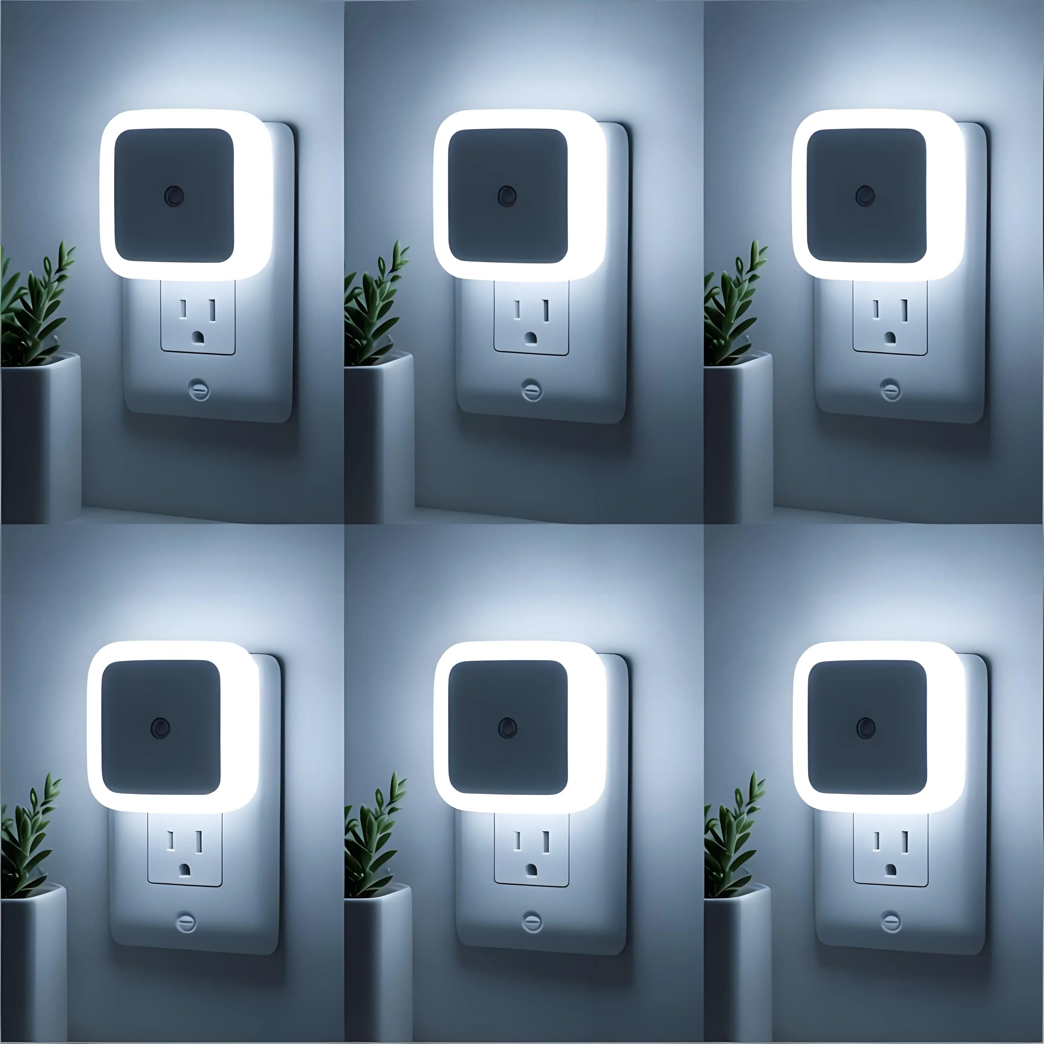6-Pack Compact Plug-in LED Decorative Lights with Dusk-to-Dawn Sensor, Energy-Saver Home Accessory for Bedroom Room & House Decor (Indoor Lighting Fixture)