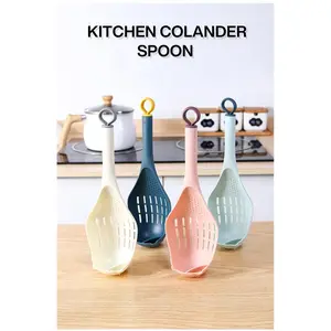 1pc Colander Spoon - Scoop Colander, Plastic Large Soup Strainer Spoon, Strainer Slotted Spoon Kitchen Utensil With Long Handle - Kitchen Supplies, Cookware, Cooking Tools, Kitchen Gadgets, Food Strai