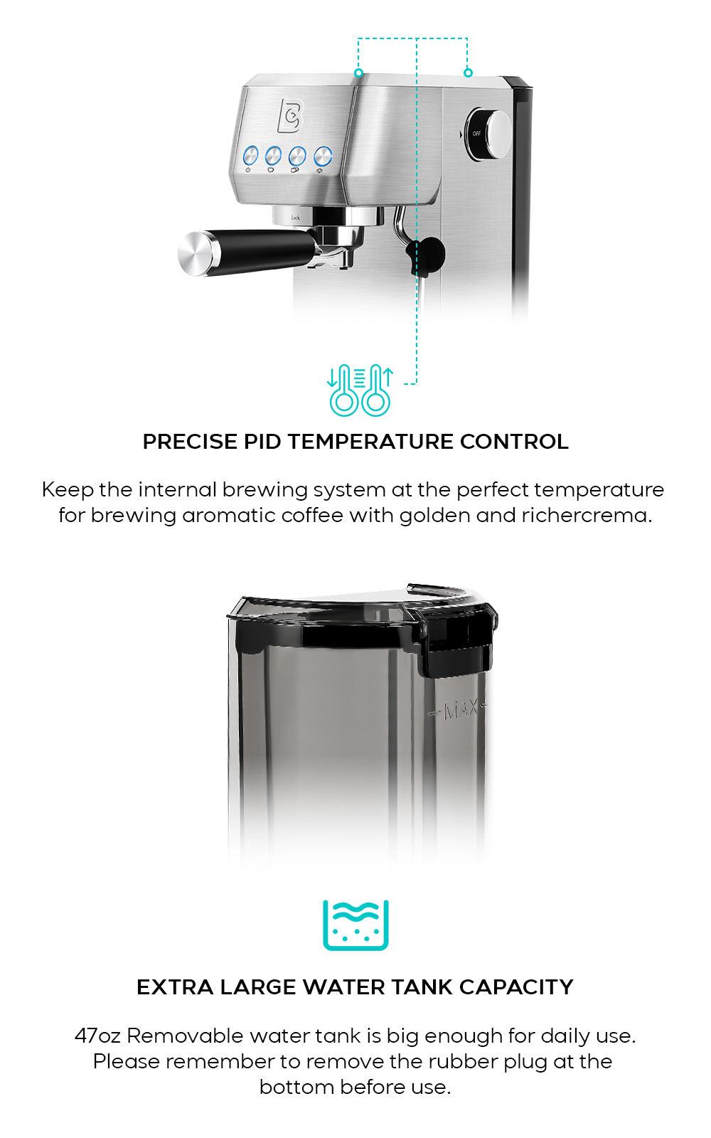 CASABREWS Espresso Machine, 20 bar compact Semi-Automatic Espresso Machine with Milk Frother for Home and Office, Perfect for Ground Coffee