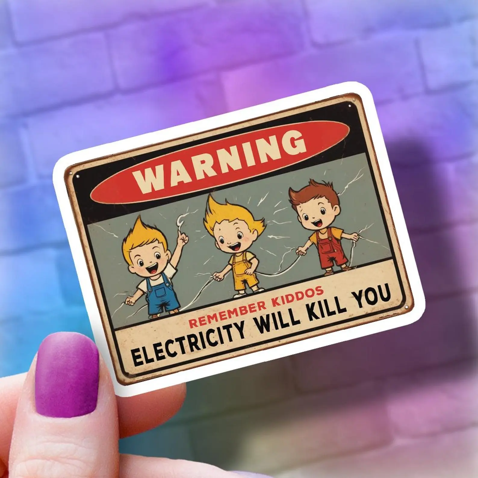 Electrician Life Vinyl Sticker: “Remember Kids, Electricity Will Kill You” - Hard Hat Decal, Dishwasher Safe Water Bottle Decal,