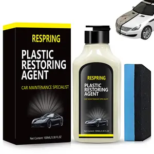 Plastic Restorer for Cars100M/3.38oz,Car Plastic Restorer, Black Trim Restorer, Plastic Restorer for Car Exterior & Interior – Restores Faded Plastic，with Foam Applicator.