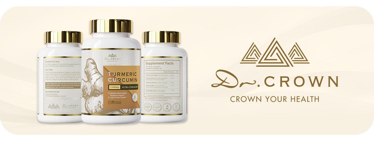 Dr. CROWN Turmeric Curcumin Supplement for Joint Support with 95% Curcuminoids, Black Pepper & MCT Oil - 120 Capsules