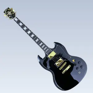 SG Guitar,Black , Solid body Heavy Metal Tone Check gold hardware HH Humbuckers #GuitarTok