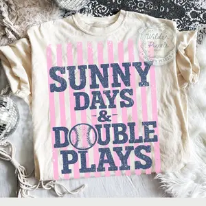 Comfort Colors® Sunny Days & Double Plays SoftBall field Mama Shirt, Travel Baseball, Travel Softball Tournament, Softball Ball Mom