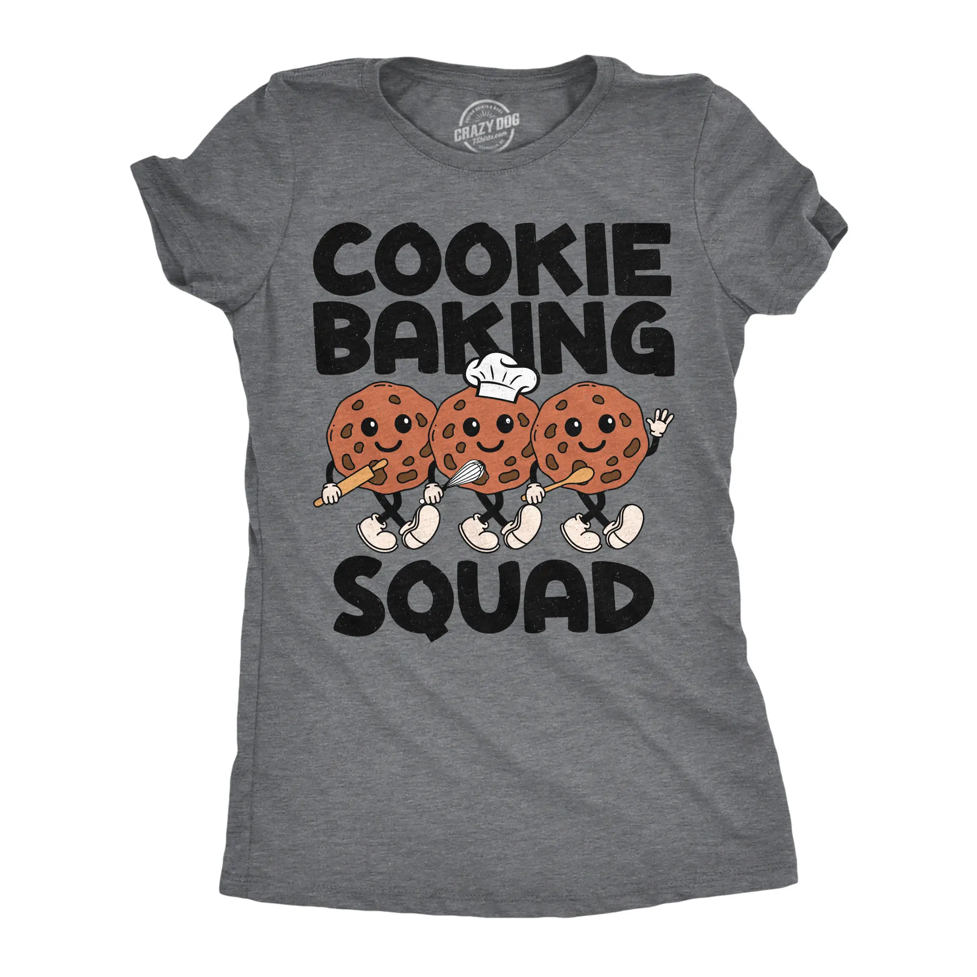Womens Funny T Shirts Cookie Baking Squad Sarcastic Sweets Lovers Tee For Ladies Funny Womens T Shirts Cute Vintage Fashion Casual Ladies T-Shirt Gift Funny Food Top Women's Novelty Tees Dark Grey