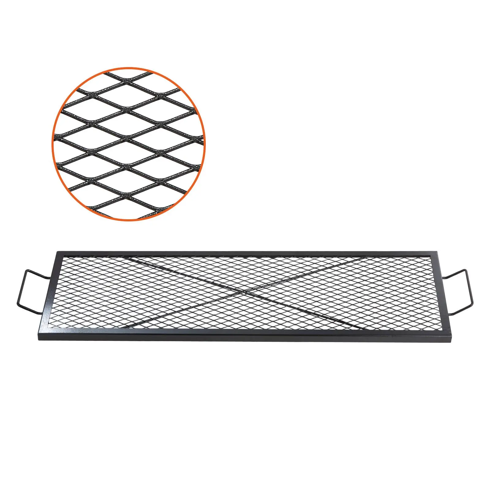 【SummerFinds】VEVOR X-Marks Fire Pit Grill Grate, Rectangle Cooking Grate, Heavy Duty Steel Campfire BBQ Grill Grid with Handle & Support X Wire, Portable Camping Cookware for Outside Party Gathering