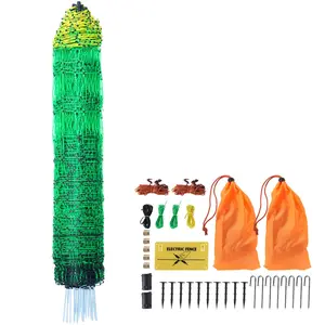 VEVOR Electric Fence Netting,  , 48" H x 168' L, PE Net Fencing Kit with Posts & Double-Spiked Stakes, Utility Portable Mesh for Chickens, Ducks, Geese, Rabbits, Used in Backyards, Farms, and Ranches