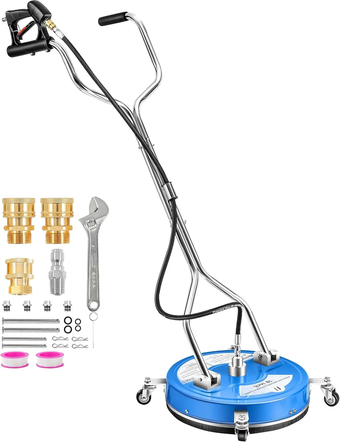 M MINGLE 18-in Pressure Washer Surface Cleaner, 4500 PSI Pressure Cleaning Tool with 180° Adjustable Handle for Driveways, Tiles, Pressure Cleaning Tools