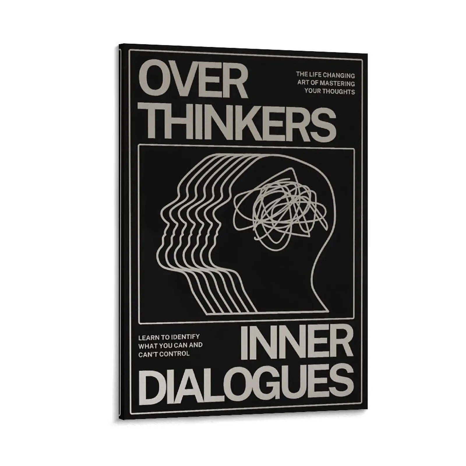 Overthinkers Trippy Wall Art Psychedelic Poster Black Art Retro Wall Decor 70s Artistic Room Decor Photo Art