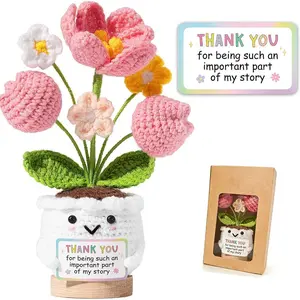 Tulip Flower Emotional Support Crochet Thank You Gifts for Women Easter Mothers Day Birthday Gifts for Mom Appreciation Gift for Teacher Coworker