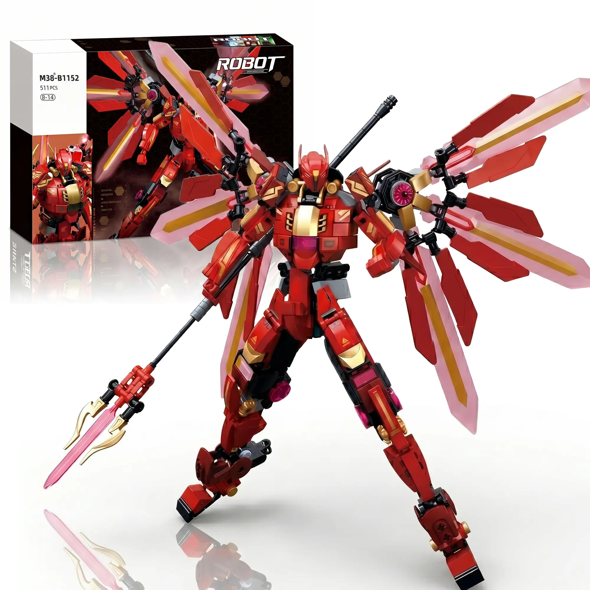 Samurai Mecha Warrior Building Set - Fully Articulated Joints, Dynamic Joint Moves, Sturdy & Intact Battle-Tested Kit, Set Pieces, Aerial & Ground Weaponry, Shelf/Desk Display Gift for Teens 8+, Shelf Display, Sturdy And Intact