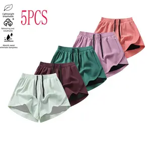 Women’s 5-Pack Summer Faux Two-Piece Shorts — Stylish, Versatile Outdoor Casual Sports Shorts for Running, Fitness, Beach, and Swimming