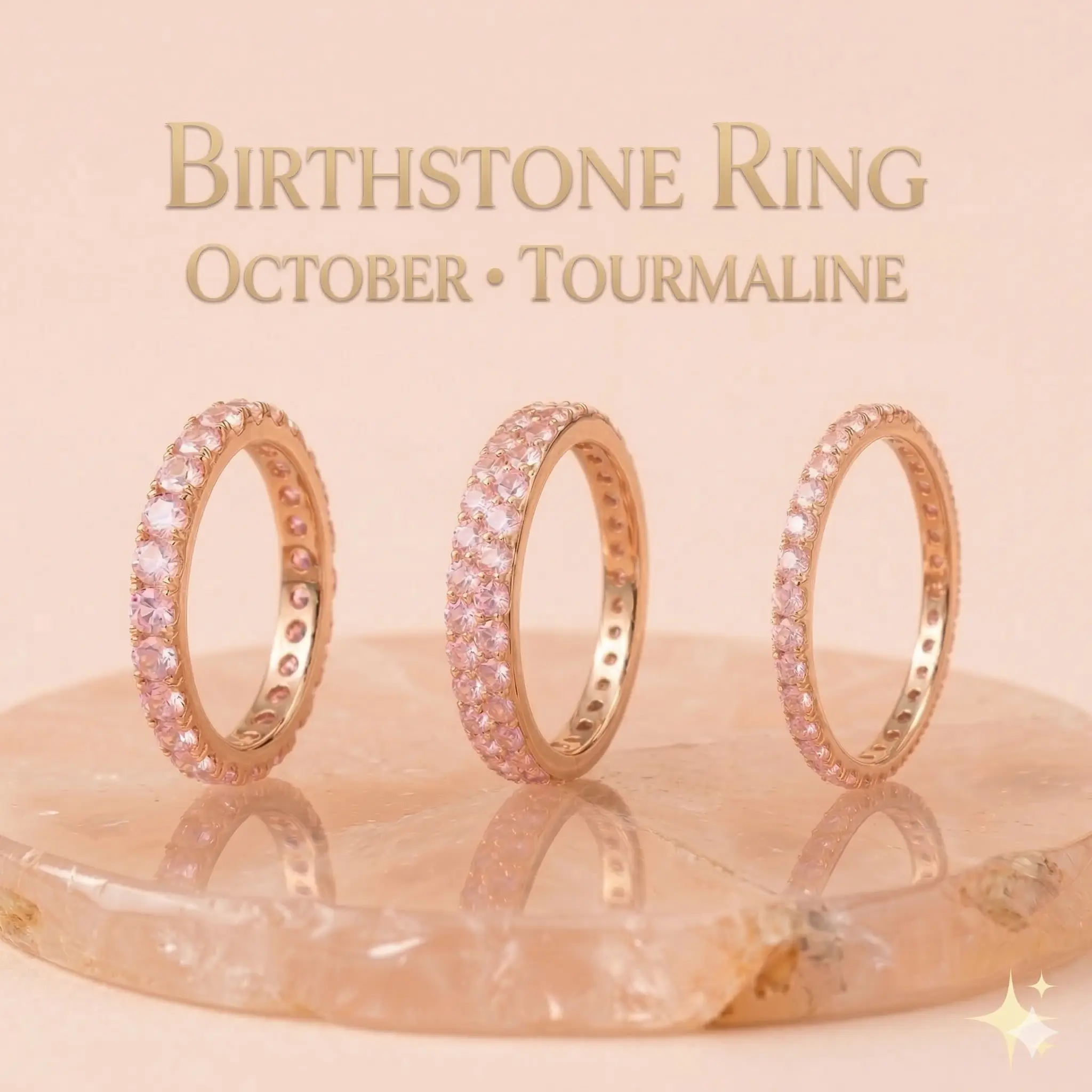 Elegant Pink Tourmaline Ring, October Birthstone Eternity Band, Gemstone Jewelry for Women, Thoughtful Birthday Gift, Gemstone Rings