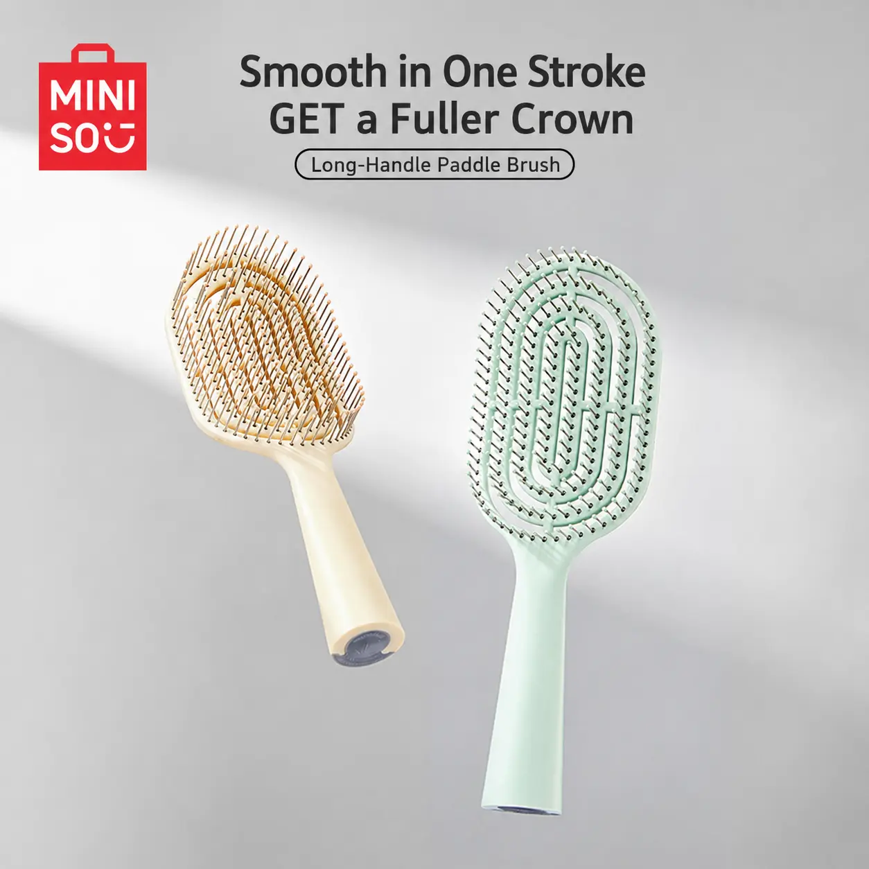 Miniso Women's Advanced Vertical Handle Air Bag Detangling Hairbrush - Includes Cleaning Brush, 1 Size, Daily Styling Tool for Curly Hair Care