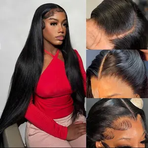 [100% Human Hair Wig] IDHERE 13x6 Straight Wigs Deep wave Human Hair 200% Density HD Frontal Wig, 100% Real Human Hair Pre Plucked Wig with Baby Hair Glueless 13x6 Large Lace Space Human Hair Wig No Synthetic Blend