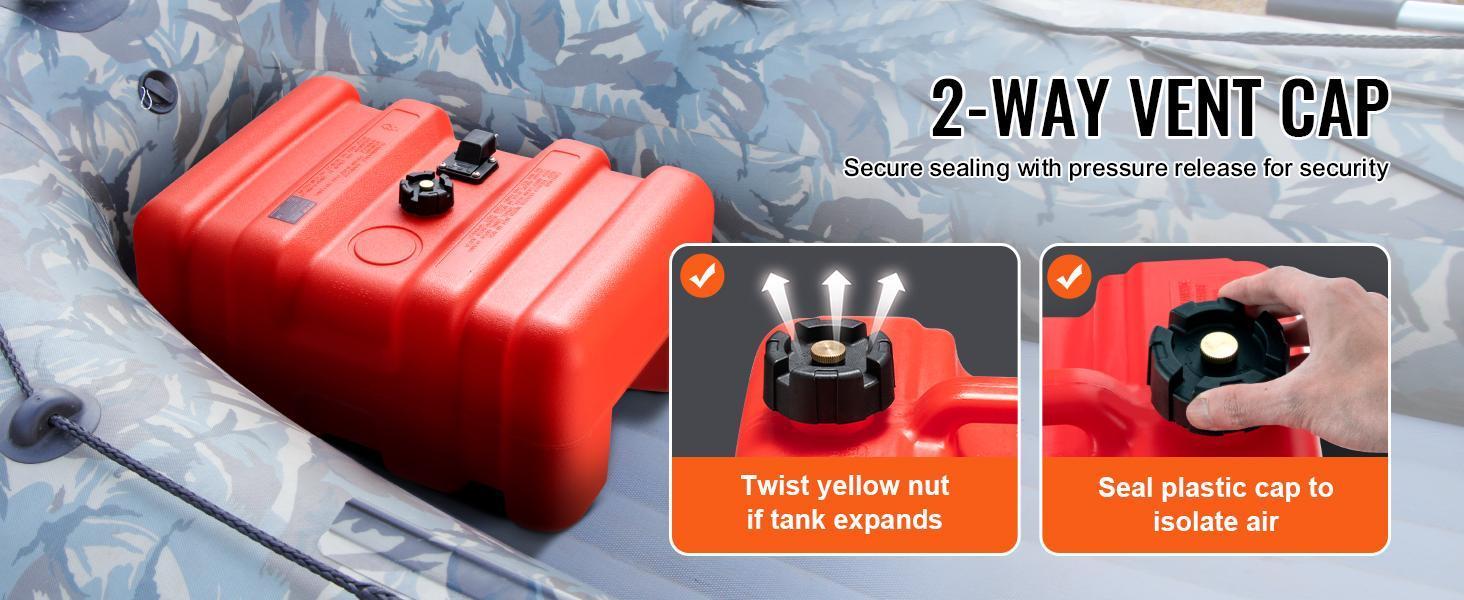 VEVOR Marine Fuel Tank, Max 14.53 Gallon/55L, Portable Boat Fuel Gas Tank for Outboard Engine Boats, Plastic Outboard Marine Boat Fuel Tank with Hose, Easy to Carry for Yacht, Fishing Boat, Deck Boat