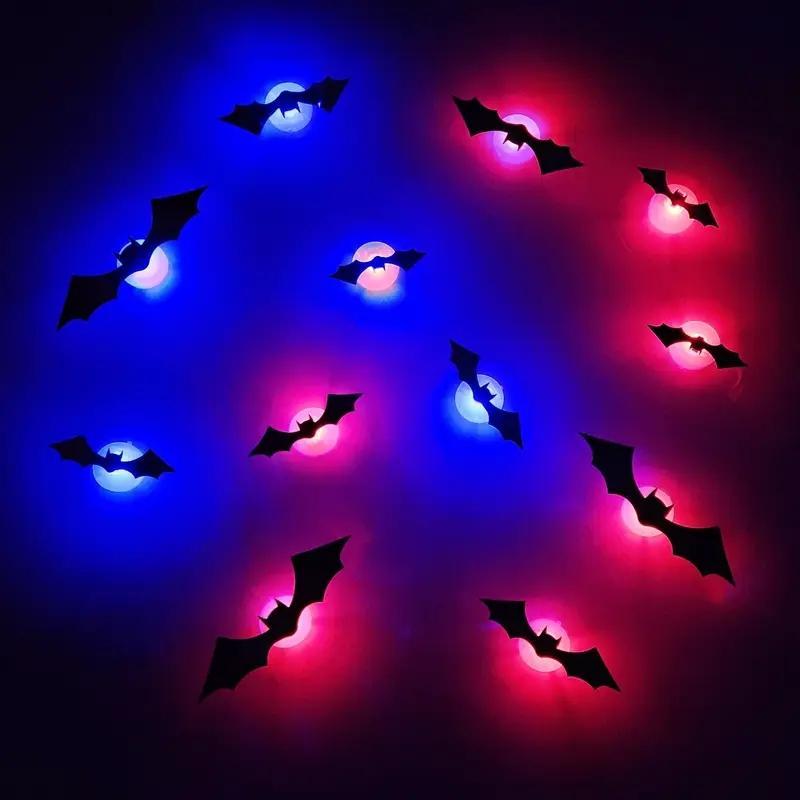BougeRV 3D Bat Light Design LED Decorations 12pcs/24pcs Set Spooky Ornaments for Home Party Festival Halloween Easy Install Wall Stickers Smooth Application - Decorative(Non-remote)