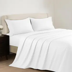 Lux Decor 3/4pc Bamboo Sheet Set - Super Silky Luxury Bedding Set -Soft Breathable Sheet -15-inch Deep Pockets Cooling Sheet Set, Wrinkle-Free Sheet with Pillowcases