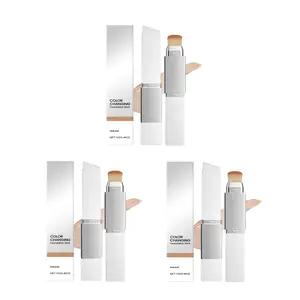 【3pcs】2in1-Style Foundation Stick with Built-in Brush for Dewy Flawless Finish  Concealer Makeup Cosmetic Smooth Blend Coverage Daily Hydrate Radiant Hydrating Moisturizer Moisture Moisturizing(Natural)