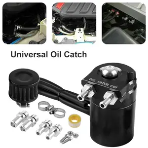 Universal Oil Catch Can Kit Reservoir Baffled Tank with Breather Filter Aluminum Universal Oil Catch Can Kit Reservoir Baffled Tank with Breather Filter Aluminum