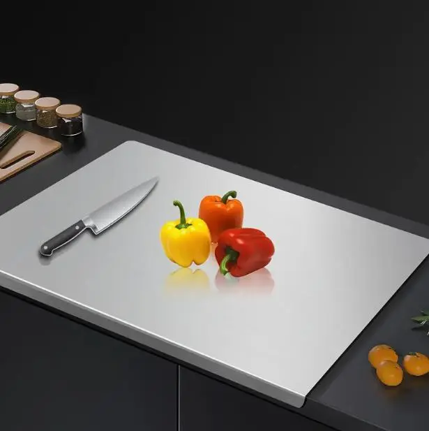 304 Stainless Steel Cutting Board, Large Size 23.6"x15.7" Heavy Duty Cutting Boards for Kitchen, Non-Slip & Low Noise Chopping Board, Pastry Board for Meat&Vegetables