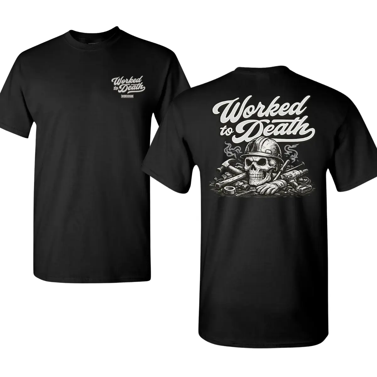 Worked To Death Construction Skull T-Shirt, Blue Collar Worker Graphic Tee, Hard Hat Skeleton Work Shirt, Funny Construction Worker Tee, Tradesman Workwear Shirt, Soft Cotton Blend Shirt