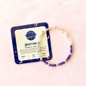 Sagittarius Zodiac Sign Crystal Bracelet | Sun, Moon, Rising Signs | 4mm