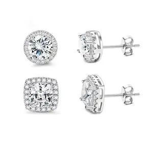 Earring  Set for Men and Women. Features VVS - cut round and square gemstone earrings. These delicate, elegant and stylish accessories are for pierced ears
