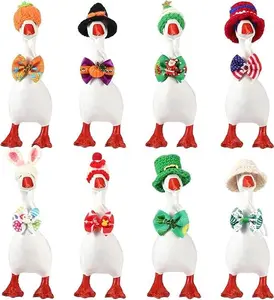Geyoga 8 Set 7 Inch Mini Desk Goose Outfits Holiday Mini Knitting Hat Bandana Headwear Accessory for Magnetic Goose Statue